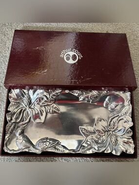 Arthur Court Silver Floral Decorative Tray with Box